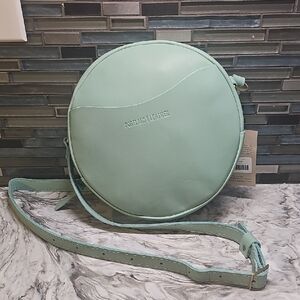 Portland Leather Light Green Large  Circular Crossbody Bag